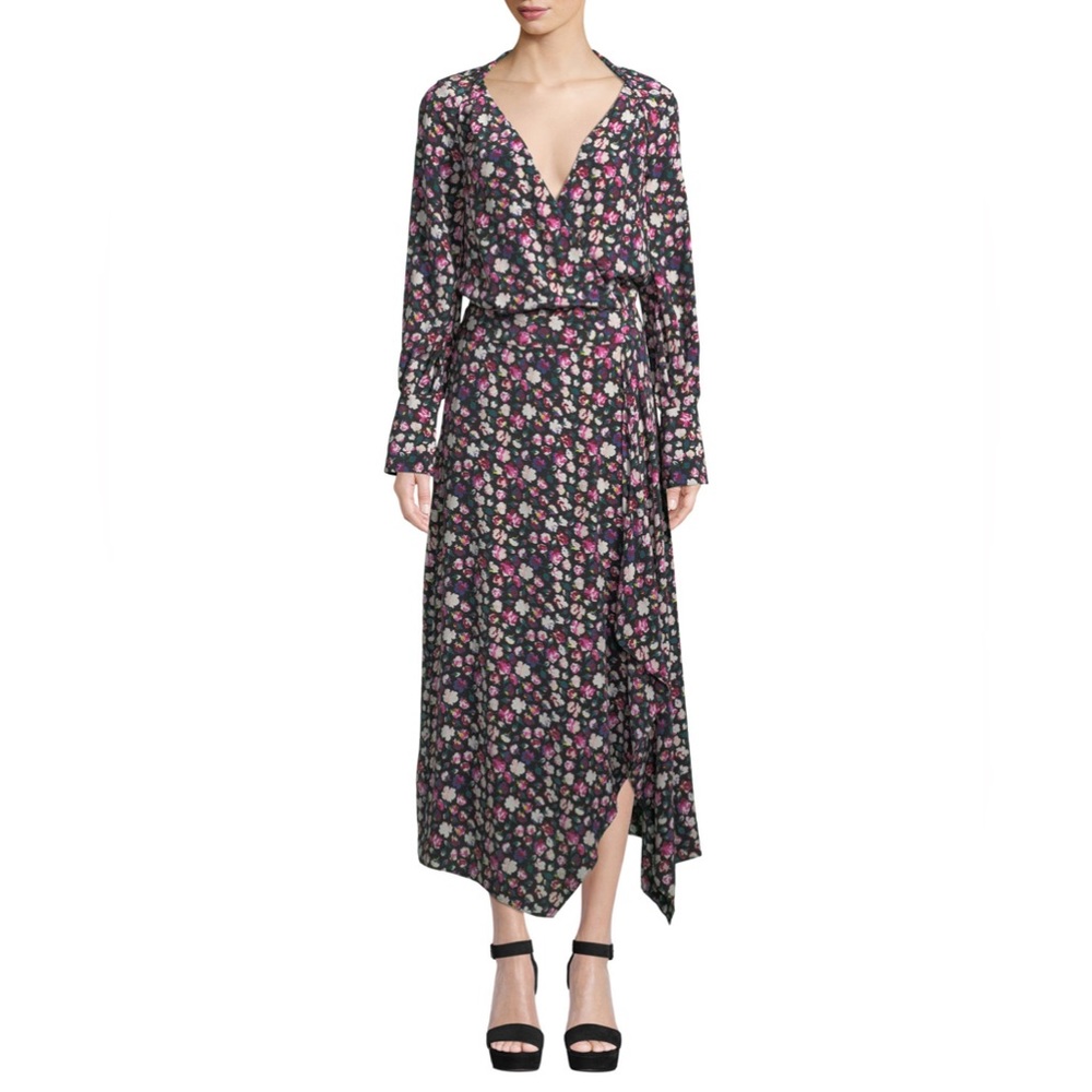 Equipment Beautiful floral faux wrap dress women’s size 12